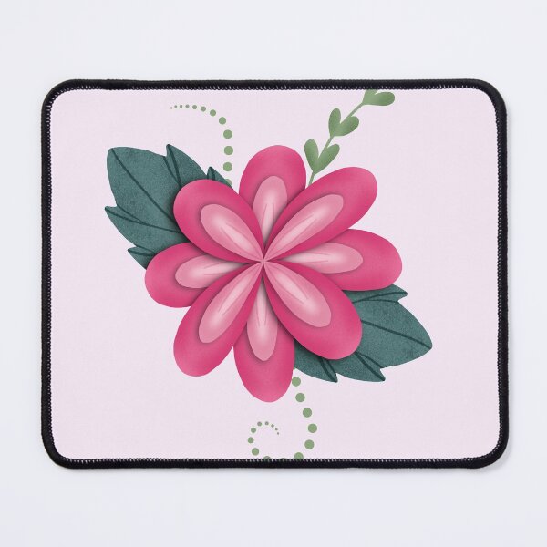 Item preview, Pink Flower with Leaves and Polka Dot Swirls | Floral Art designed and sold by Lavender Mint Graphics.