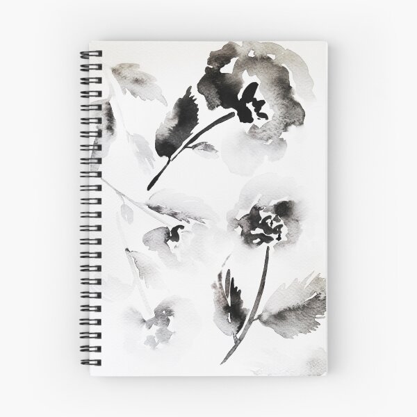 Item preview, Floral pattern in black and white watercolor designed and sold by claudiaorengo.
