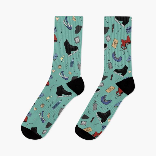 Item preview, Figure Skating Black Boot Pattern - Teal designed and sold by IcyScribbles.