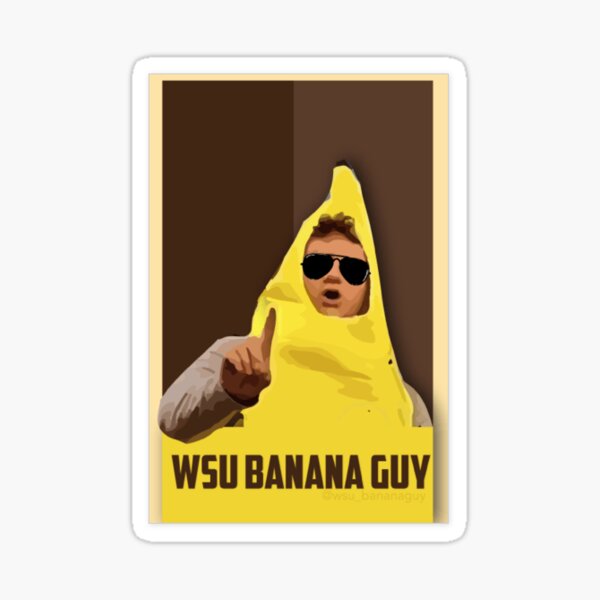 ""WSU BANANA GUY" 2"x3" Sticker" Sticker for Sale by BananaGuyWSU