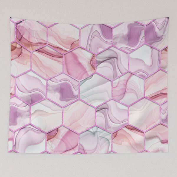 Item preview, Pink Marble Honeycomb Tile – Geometric Abstract Pattern designed and sold by DonneeCreations.