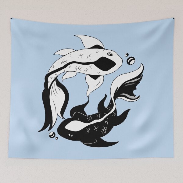 Artikelvorschau, Yin und Yang schwimmen Koi-Fische in Schwarz und Weiß entworfen und verkauft von Lady-Lilac.