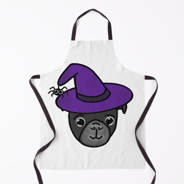 Item preview, Black Pug with Purple Witch Hat and Spider Friend designed and sold by LeasPugGrumble.