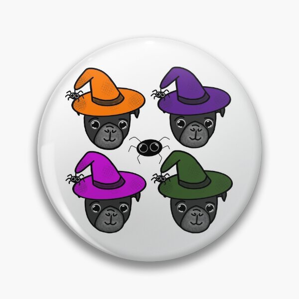 Item preview, Black Pugs with  Witch Hats and Spider Friends Pack designed and sold by LeasPugGrumble.