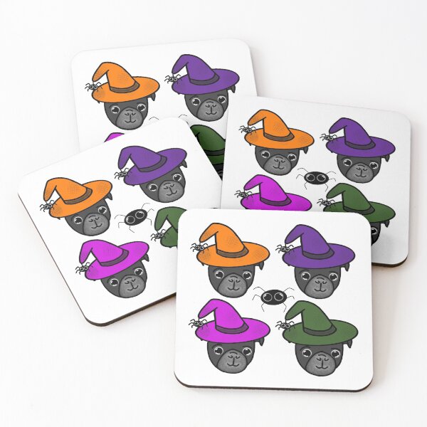 Item preview, Black Pugs with  Witch Hats and Spider Friends Pack designed and sold by LeasPugGrumble.