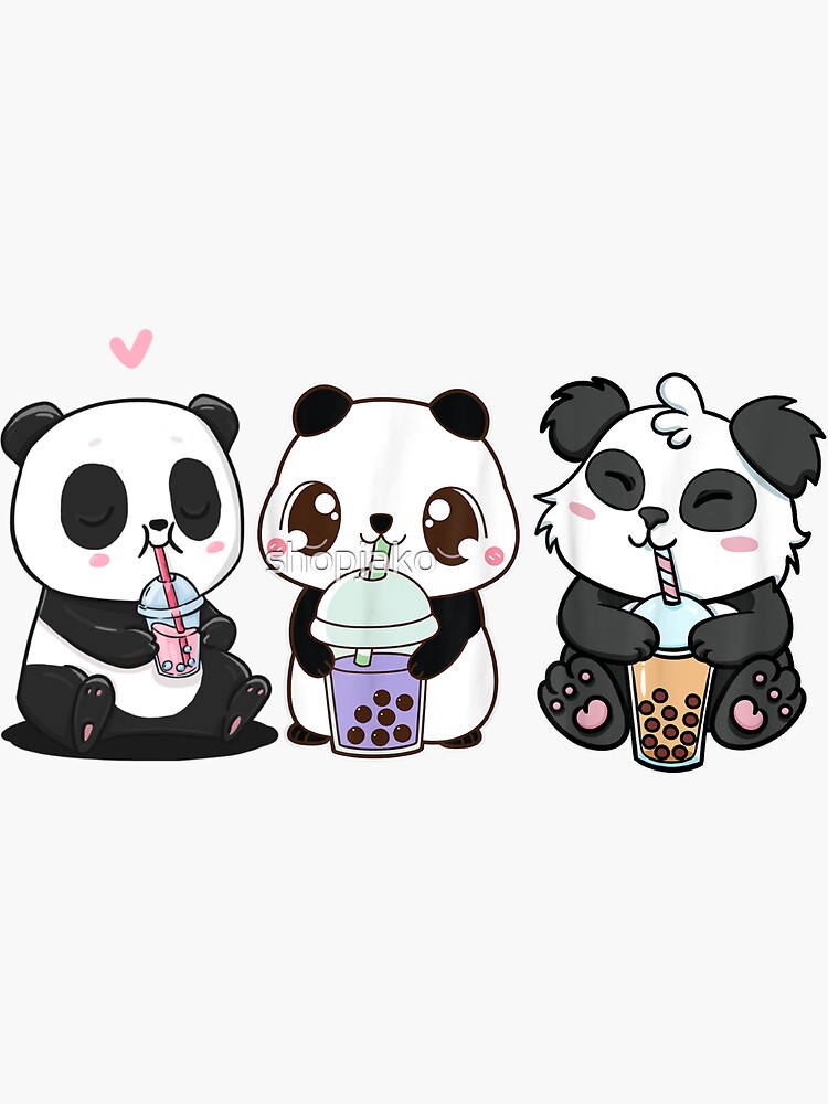 Sticker « Bubble Tea Panda Shirt Filles Boba Tea Gift Kids Bubble