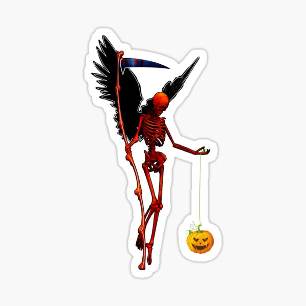 Angel skull and pumpkins Sticker