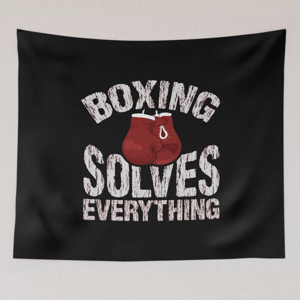 Item preview, Boxing Solves Everything, Distressed Boxer, Boxing Gloves, Hobby, Fitness, Gym Life Fighter Passion designed and sold by Merchking1.