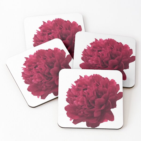 Item preview, Scarlet Peony In Full Bloom Close-up on White Background designed and sold by InalterataArt.