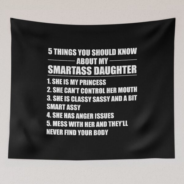 Item preview, Five Things About My Smartass Daughter, Proud Parents of a Daughter, Funny Parent Saying designed and sold by Merchking1.