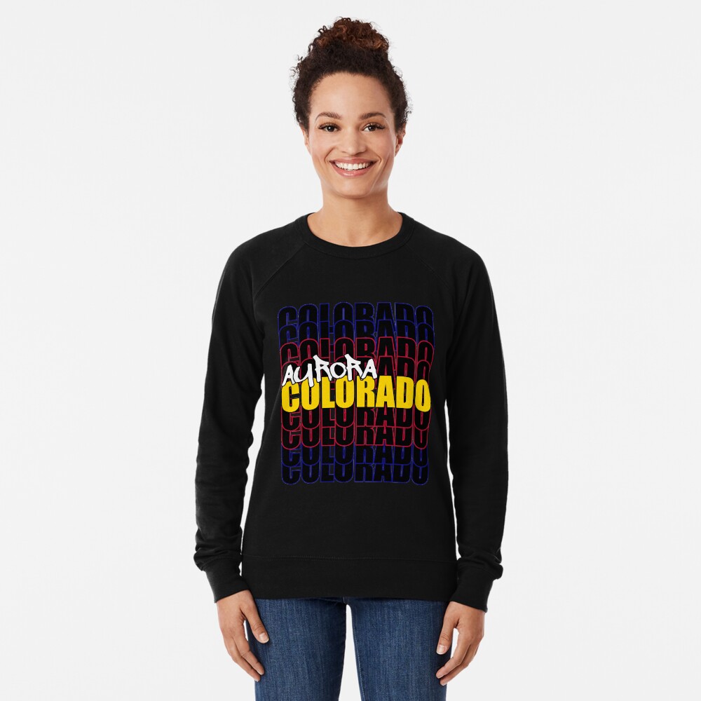 Aurora Colorado State Flag Typography Lightweight Sweatshirt