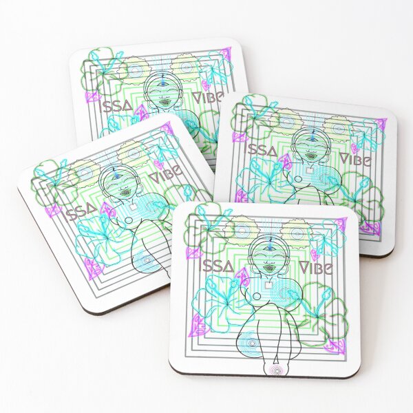 Item preview, Psychedelic Issa Vibe Spacey Earth Girl (white bg, green and pink variation) designed and sold by VantaTheArtist.