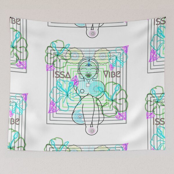 Item preview, Psychedelic Issa Vibe Spacey Earth Girl (white bg, green and pink variation) designed and sold by VantaTheArtist.