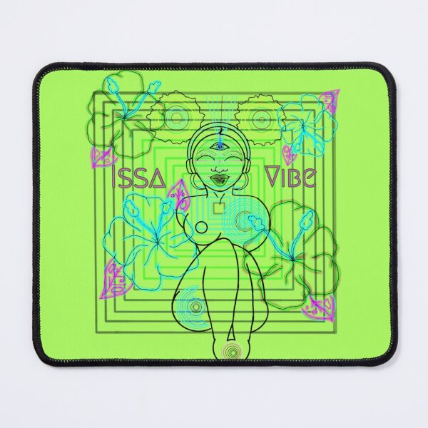 Item preview, Psychedelic Issa Vibe Spacey Earth Girl (kawaii green bg, green and pink variation) designed and sold by VantaTheArtist.