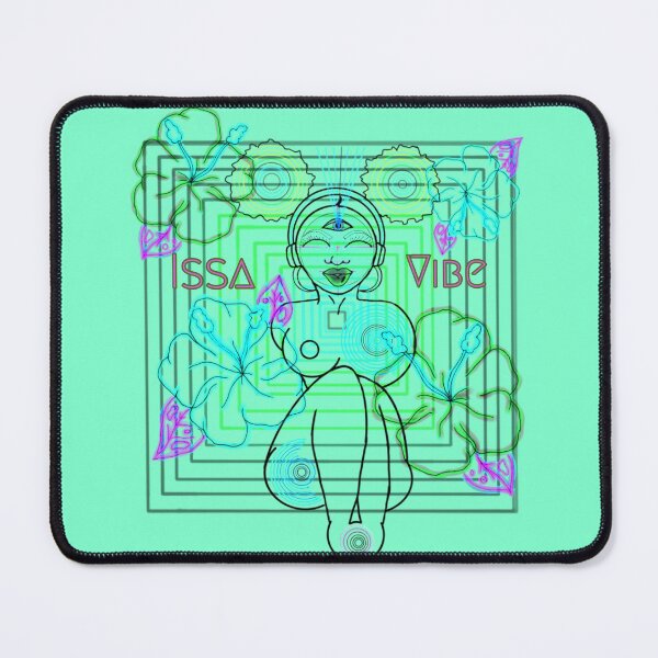 Item preview, Psychedelic Issa Vibe Spacey Earth Girl (sea foam green bg, green and pink variation) designed and sold by VantaTheArtist.