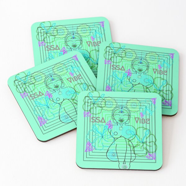 Item preview, Psychedelic Issa Vibe Spacey Earth Girl (sea foam green bg, green and pink variation) designed and sold by VantaTheArtist.
