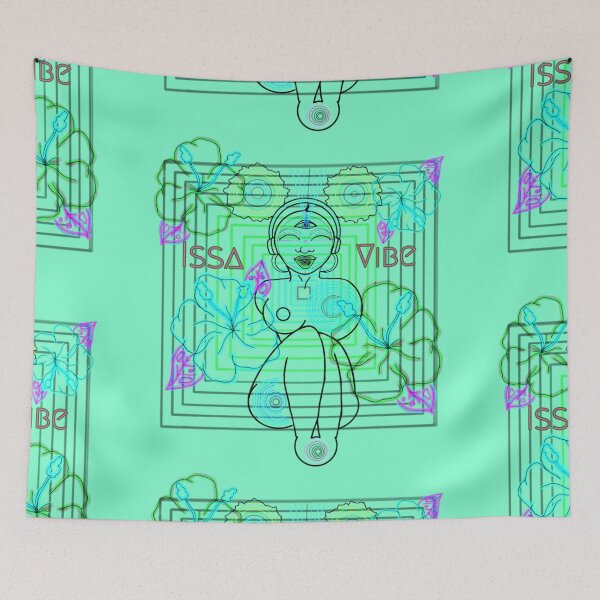 Item preview, Psychedelic Issa Vibe Spacey Earth Girl (sea foam green bg, green and pink variation) designed and sold by VantaTheArtist.