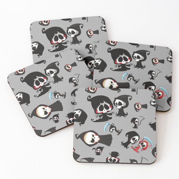 Item preview, Cute Grim Reapers on Gray - Fun, Spooky, Kawaii Aesthetic designed and sold by PixiesPlace.
