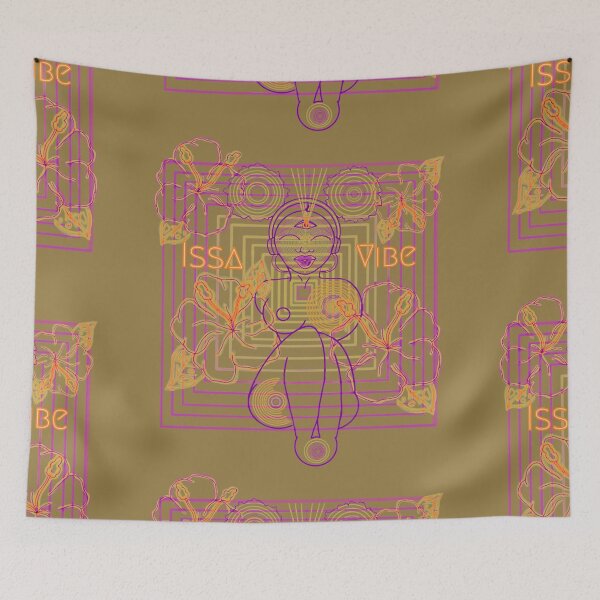 Item preview, Psychedelic Issa Vibe Spacey Earth Girl (dark tan bg, purple and goldish orange variation) designed and sold by VantaTheArtist.
