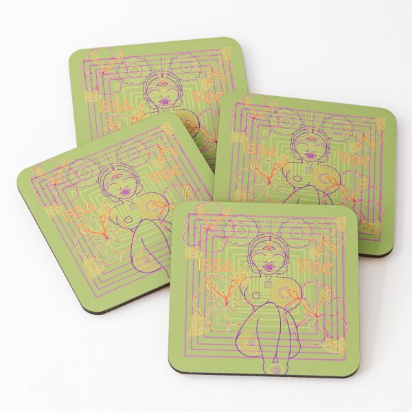 Item preview, Psychedelic Issa Vibe Spacey Earth Girl (dark grape green bg, purple and goldish orange variation) designed and sold by VantaTheArtist.