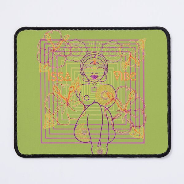 Item preview, Psychedelic Issa Vibe Spacey Earth Girl (dark grape green bg, purple and goldish orange variation) designed and sold by VantaTheArtist.