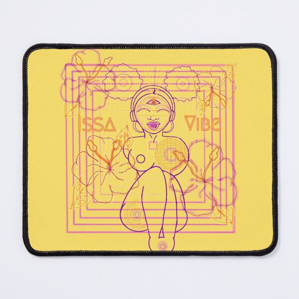 Item preview, Psychedelic Issa Vibe Spacey Earth Girl (matte sun yellow bg, purple and goldish orange variation) designed and sold by VantaTheArtist.