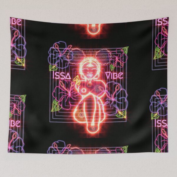 Item preview, Psychedelic Issa Vibe Spacey Earth Girl (GOLDEN STAR CHILD EDITION) (black bg, pink, purple, golden child variation) designed and sold by VantaTheArtist.