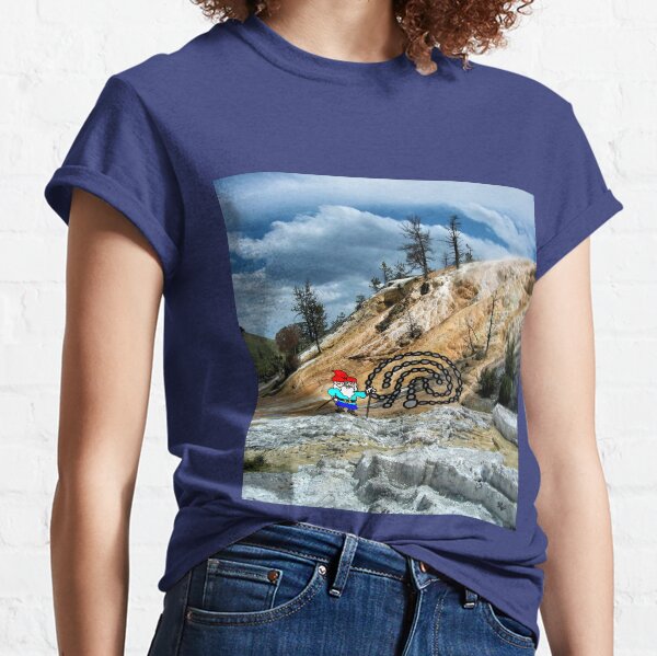 Will the Wandering Gnome Explores Yellowstone – Part 1 (Gnome Art) (Eco Art) Classic T-Shirt