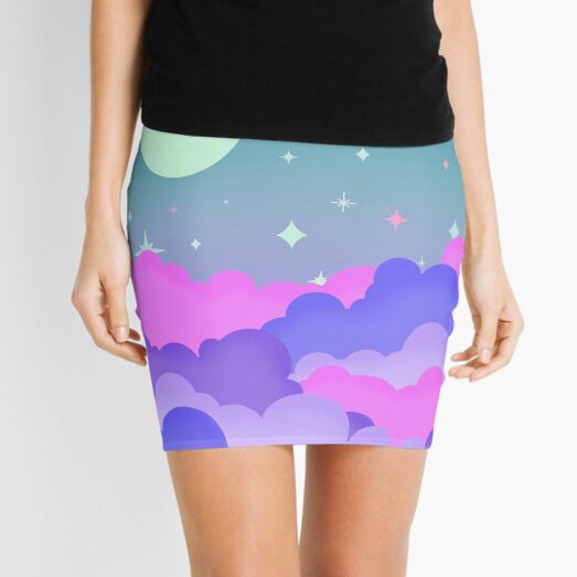 Teal Neon Skies Mini Skirt