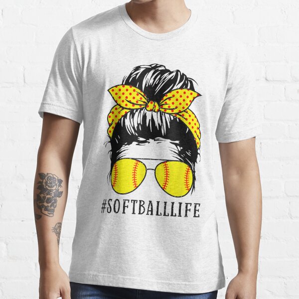 Meme Life Softball Baseball Mother's Day Messy Bun Womens T Shirts,  Hoodies, Sweatshirts & Merch