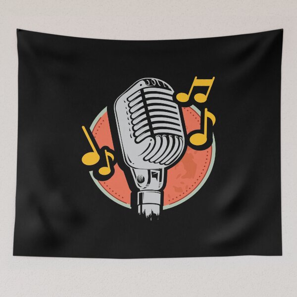 Item preview, Retro Micro microphone Old School Microphone Scribble Music, Radio Podcast Vintage, Music Notes and Clef  Musician designed and sold by Merchking1.