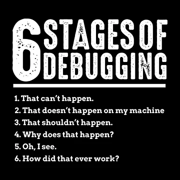Artwork thumbnail, 6 Stages of Debugging Bug Coding Computer Programmer by Merchking1