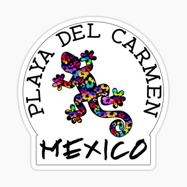 PLAYA DEL CARMEN MEXICO LIZARD GECKO TROPICAL HIBISCUS FLOWER COLORFUL RAINBOW TROPICAL BEACH Sticker