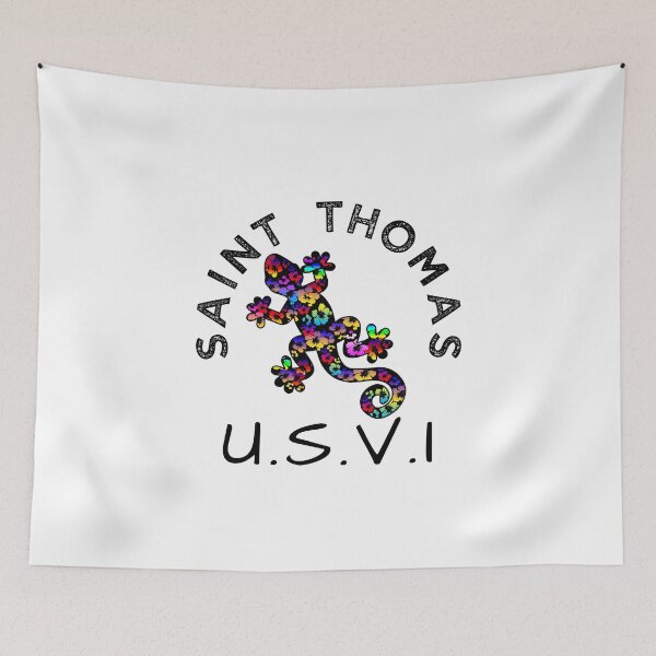 Item preview, SAINT THOMAS UNITED STATES VIRGIN ISLANDS LIZARD GECKO TROPICAL HIBISCUS FLOWER COLORFUL RAINBOW TROPICAL BEACH designed and sold by DESTINATIONS DECAL.