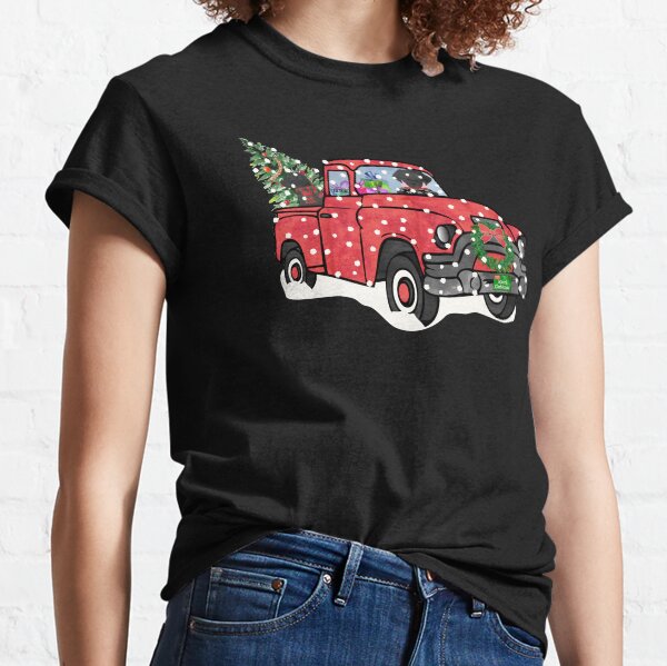 Black Labs Christmas Red Truck Classic T-Shirt