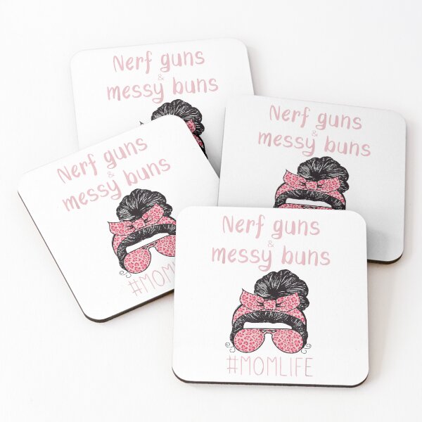 Item preview, Nerf Guns And Messy Buns Funny Momlife Shirt Leopard Print designed and sold by vastscreen.