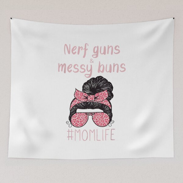 Item preview, Nerf Guns And Messy Buns Funny Momlife Shirt Leopard Print designed and sold by vastscreen.