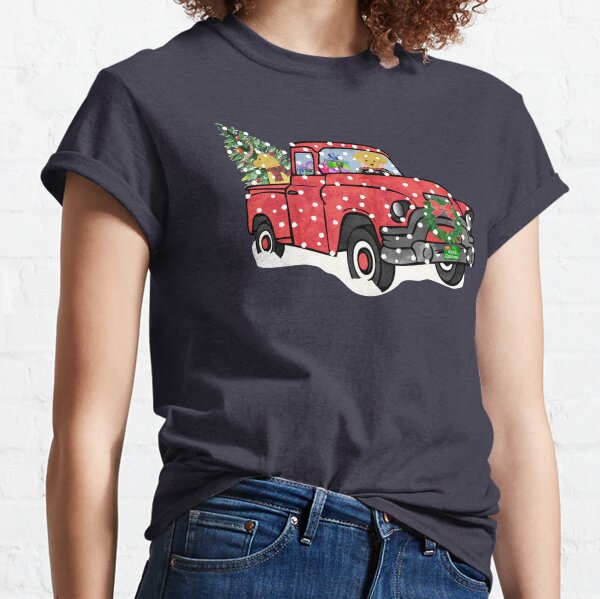 Boys Christmas Truck Outfit. Personalized Shirt & Jeans. Red 