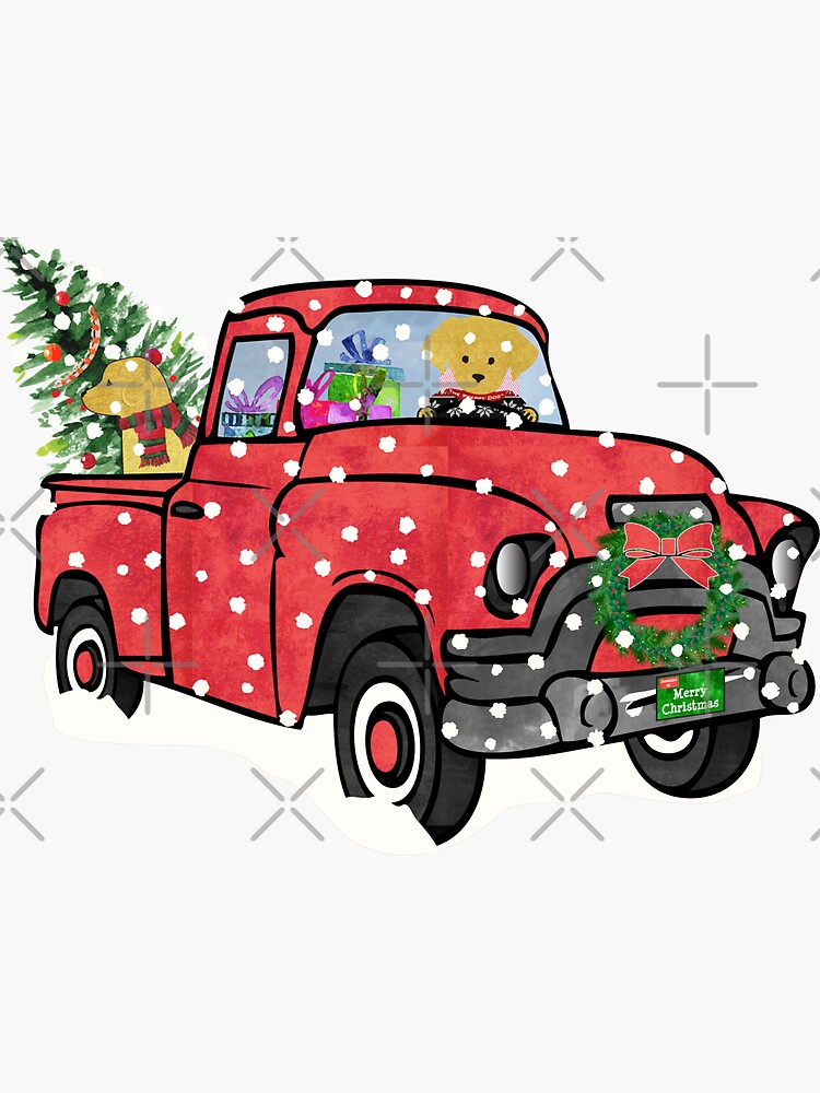 Golden Retrievers Christmas Red Truck by emrdesigns