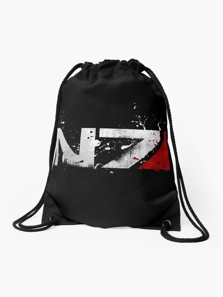 Thumbnail 1 of 3, Drawstring Bag, Mass Effect Distressed N7 designed and sold by ArcaneFeathers.
