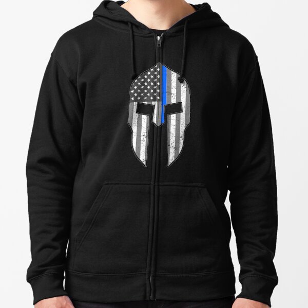 thin blue line zip up hoodie