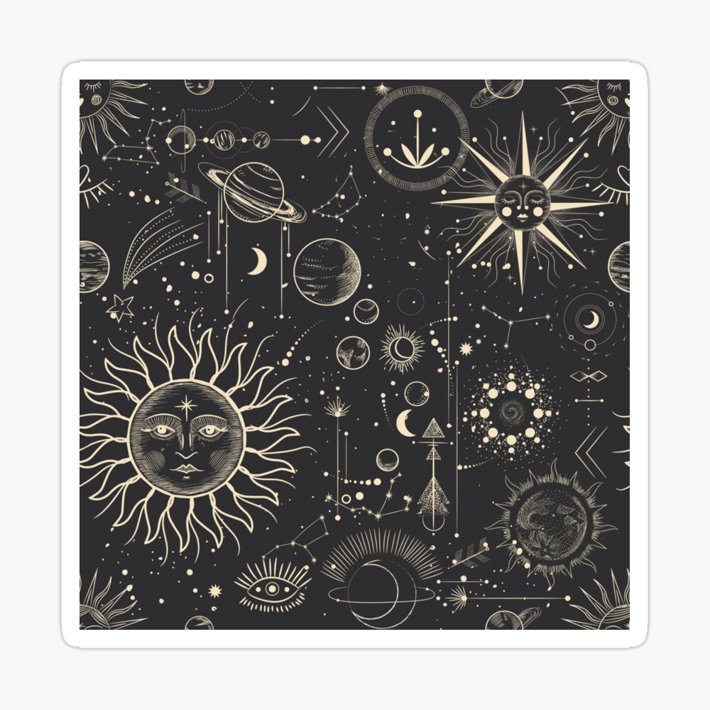 Celestial Sun And Moon Phase Galaxy Stickers - Wild Hemlock