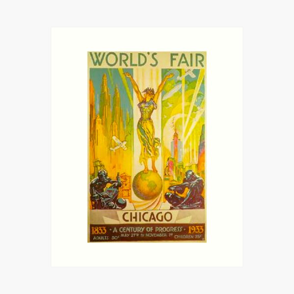 Vista previa del artículo con la obra «Póster de la Feria Mundial de Chicago de 1933, Centenario de la Feria Mundial de Chicago, Póster Art Deco,», diseñado y vendido por Nostrathomas66.