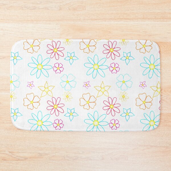 Item preview, Fun bright simple pink blue and orange flower pattern designed and sold by -Lily-Anne-.