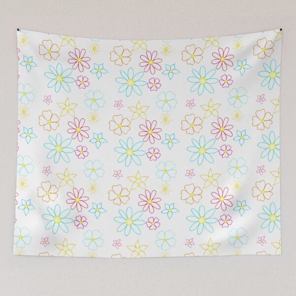 Item preview, Fun bright simple pink blue and orange flower pattern designed and sold by -Lily-Anne-.