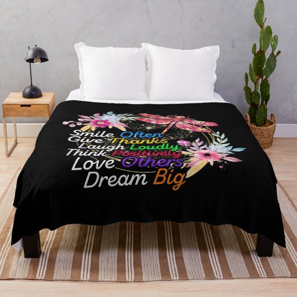Item preview, Magical Colorful Dragonfly Saying Give Thanks,Laugh Loudly,Think Positively,Love Others,Dream Big designed and sold by Merchking1.