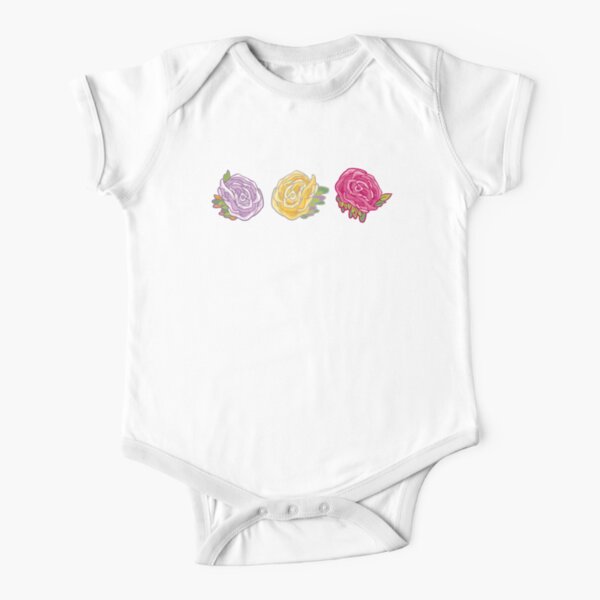 Decorative Roses Short Sleeve Baby One-Piece