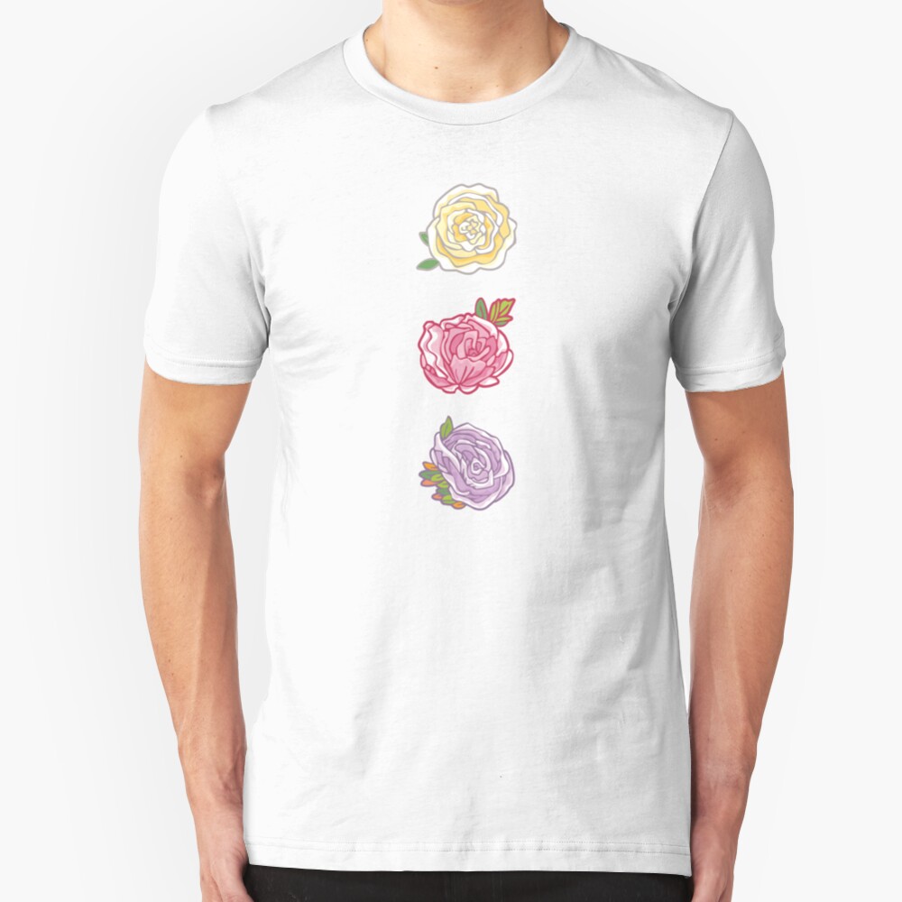 Decorative Roses Slim Fit T-Shirt