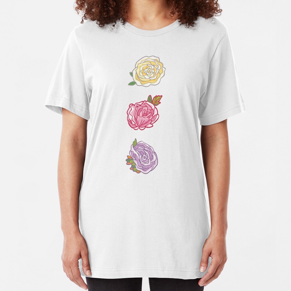 Decorative Roses Slim Fit T-Shirt