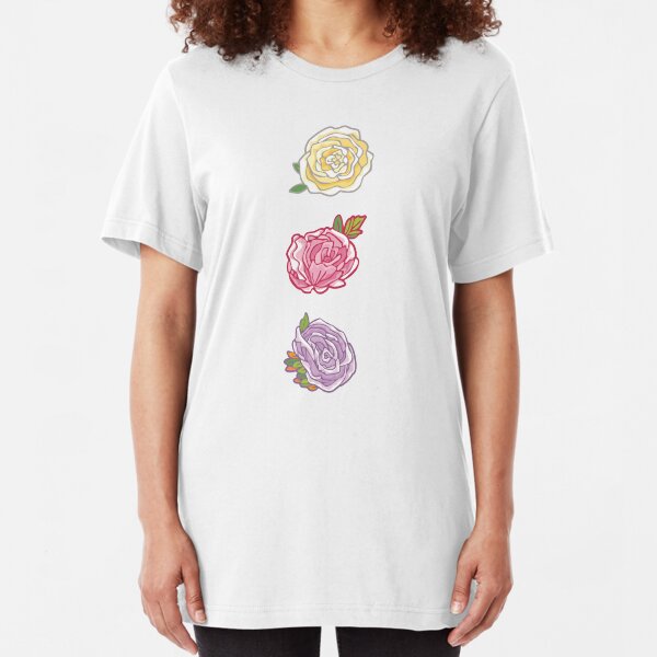 Decorative Roses Slim Fit T-Shirt